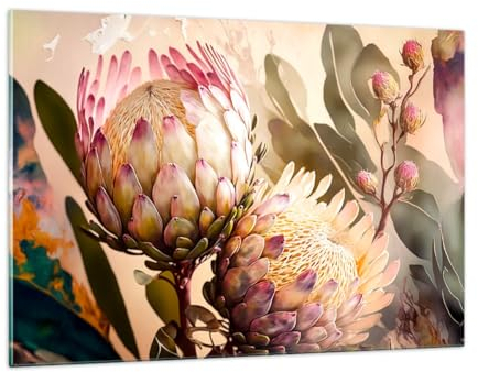 Wandbilder Dekoration Wohnzimmer Blumen Pflanzen Botanik Bilder auf Glas 120x80cm Glasbild Schlafzimmer Küche Deko Wand Kunstdruck Art Groß XXL Wanddeko Bild im Glas Modern Wall Decor GAA120x80-5752