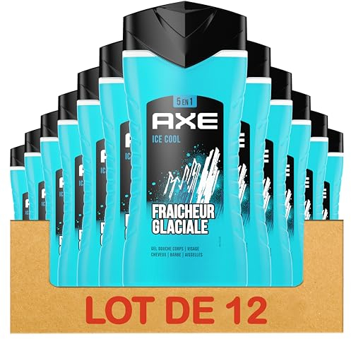 Axe Ice Chill 5-in-1-Duschgel, Duft Eisminze & Zitrone, 24 Stunden feuchtigkeitsspendend, 87% Inhaltsstoffe natürlichen Ursprungs – 12 x 250 ml