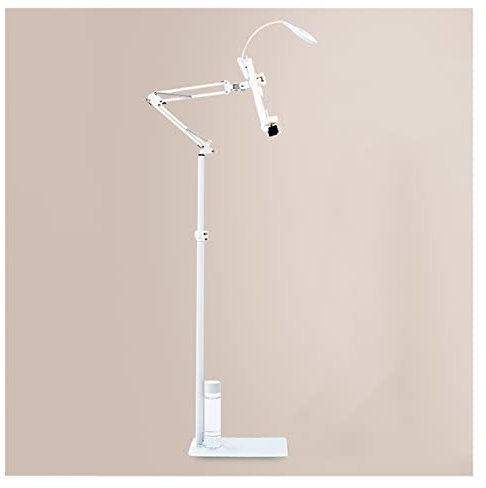 Boden-Buchständer und -Halter zum Lesen, um 360° drehbarer Notenständer, Faltbarer Telefon-/Tablet-Halter, freihändiger Dokumentenhalter für Lehrbücher, Zeitschriften (mit Lampe) (Mit Lampe)