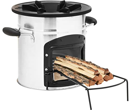 Gecheer Hornillo de Camping,Cocina leña Camping Brasero Exterior para Jardín y Terraza,Acero Inoxidable Plateado 45,5x33x25,5 cm 2#,La innovadora Estufa de leña