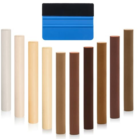 Hoedia Wax Filler Sticks Wood Furniture Repair, Wax Scratch Repair Sticks, 10PCS Light Oak Wood Filler Furniture Repair Wax Crayon, Laminate Floor Repair Kit, Upgrade Wood Scratch Remover (C)