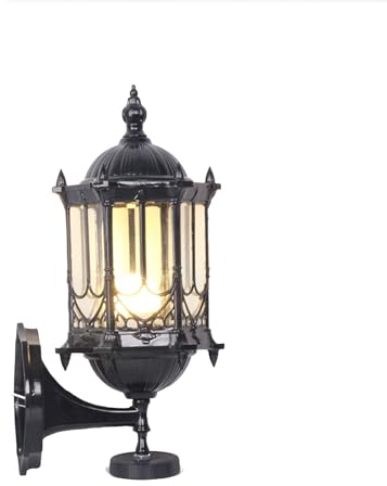 Außenwandleuchten Wasserdichte Wandleuchte for draußen Amerikanischen Stil Retro Wand Laterne Licht for Veranda Eingang Haustür Hinterhof Garage Patio Beleuchtung Armaturen(Color:Zwart,Size:25*20*45cm