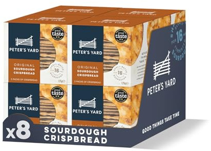 Peter's Yard Sourdough Crispbread, Under 40 Calories, High Fibre, Natural Ingredients, Low Sugar, Pack of 125g x 8
