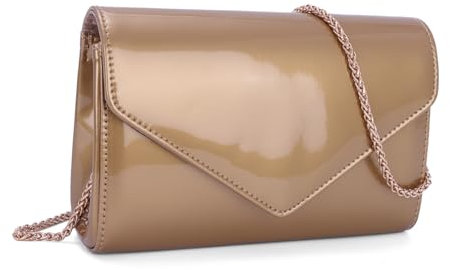 EVEOUT Clutch für Damen Lackleder Tasche mit Schulter Chian Elegant Lackleder Umhängetasche Partyhandtasche Abendhandtasche