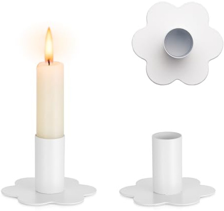 Inweder Kerzenständer für Stabkerzen Metall-Kerzenhalter: 2 er Weiß Stabkerzenhalter für Tischaufsätze Moderne Spitzkerzenhalter für Advent Weihnachten Klein Kerzenständer Set für Hochzeit Heimdeko