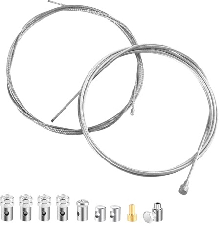 Câble de Gaz Accélérateur 2 Mètres Argent Câble d'Accélérateur | Câble d'Embrayage Universel avec Serre Câble pour Moto Tondeuse Quad(2 Câble,Ø1.95mm + Ø1.38mm)