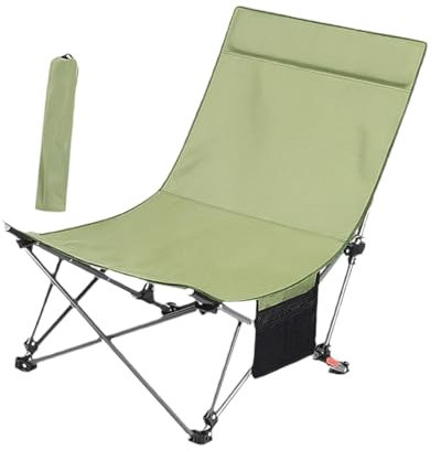 Campingstuhl, Klappstuhl, verstellbar, mit seitlicher Netztasche, Leichter Loungesessel, Strandstuhl für Park, Outdoor, Rasen, Terrasse, GrÜn