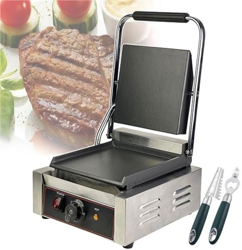 Sandwich Press Grill & Sandwich Makers & Bread Presses for Commercial, Non-Stick Electric Griddle w/Movable Bracket, Fixable Pressing Plate From Multiple Angles 50-300°C Heating,groo/smoo