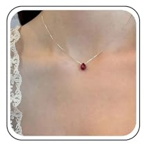 Cimenexe Böhmischer Rubin-Tropfen-Choker Halskette mit roter Kristall-Oval-Anhänger Schmuck für Frauen