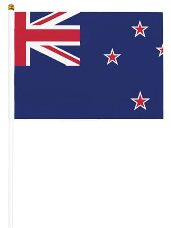 BBEXJIGY Neuseeland-Flagge, Handflagge, Druck, kleine Handflaggen, Party-Dekoration, doppelseitige Handwellenflagge
