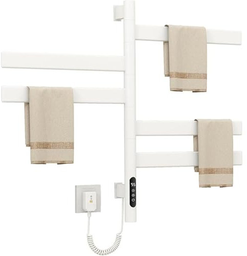 QJWM Scaldasalviette da Bagno con Rotazione di 180°, radiatore scaldasalviette Elettrico, riscaldatore da Bagno, Asta riscaldante elettrica, radiatore da Bagno A
