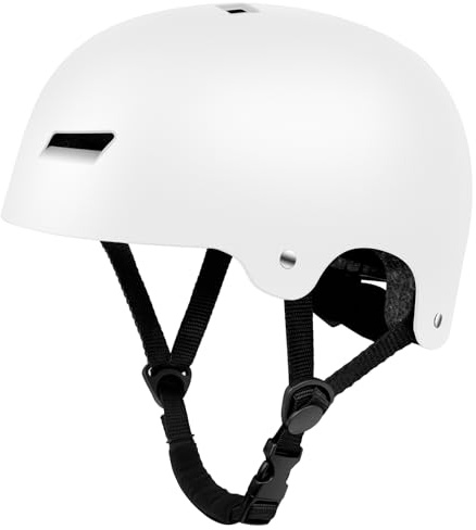 LeapBeast Casco Bici,Caschetti da Pattinaggio a Rotelle Vestibilità Regolabile,Calotta ABS + EPS Caschi da Bici Traspirante per Uomo Donna,Casco da Elettrico Skateboard (Bianco opaco, M)