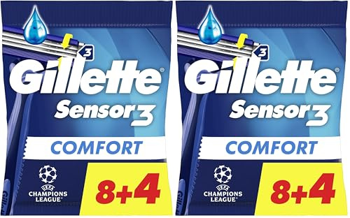 Gillette Sensor3 Comfort, Rasoirs Jetables Pour Homme, Avec Bande Lubrifiante, Lot De 16+4