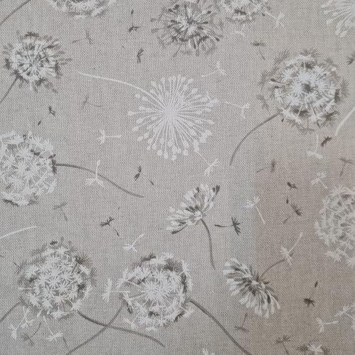 Stoff Meterware pflegeleicht natur Pusteblume taupe weiß beige Dekostoff Vorhangstoff Tischdeckenstoff