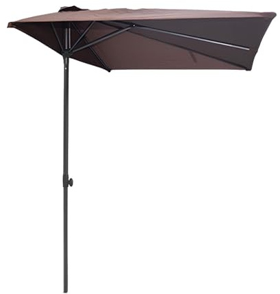 GUOGLZ Garden Demi-parasol De Terrasse De 250 Cm –Parasol De Balcon Facile À – Pour Contre Un Mur, Hauteur Réglable(Coffee)