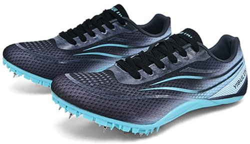 Hiuzylqx Zapatillas de Atletismo 8 Clavos Hombre y Mujer, Sprint Zapatos Deportivos Media Distancia Sprint para Pista y Velocidad Sprint,Negro,41 EU