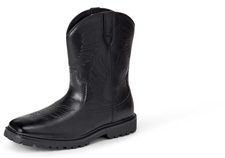 Amazon Essentials Stivali da cowboy western con punta quadrata, neri, 40