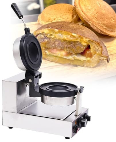 Máquina para hacer hamburguesas, waflera individual o doble, placas antiadherentes de acero inoxidable, temporizador de 5 minutos y control de temperatura, prensa para hornear deliciosos waf