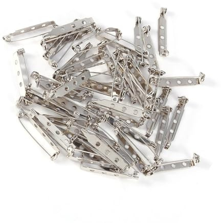 Broche Borde Broche, 50pcs 2/3 Trous Verrouillage de Fer de la sécurité Classe de sécurité Branche Barde Barbaissez des épingles de Bijoux pour Les Bijoux Nom de l'artisanat (32 mm)