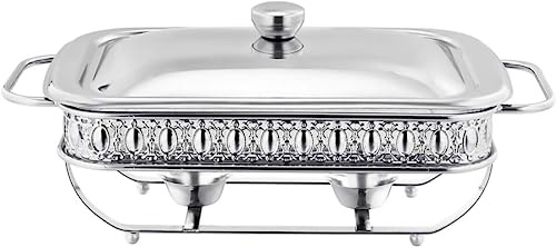 FBHappiness Stainless Steel Chafing Dish Buffet Set2 Quart Food Warmer For Partiesrectangle Chafing Dishes With Lid & Holder For Weddings Parties Banquets Catering Events,Silver,Silver
