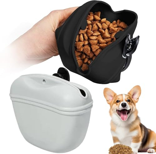 Hunddressyr godis väska - bärbar silikonbehållare i 2 delar med magnetisk stängning, godisväska för valpträning, för promenader, resor, bil, vandring