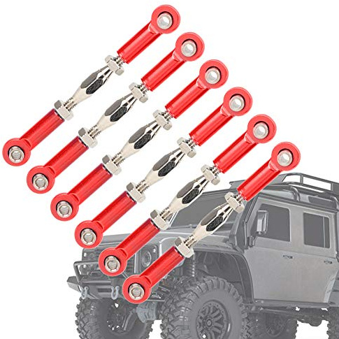 CHICIRIS Adjustable Aluminum Alloy Turnbuckle Rod Linkage for RC Car Models,Great Performance RC Car Upgrade Parts, 6Pcs Turnbuckle Rod Linkage for DIY Enthusiasts (Red)