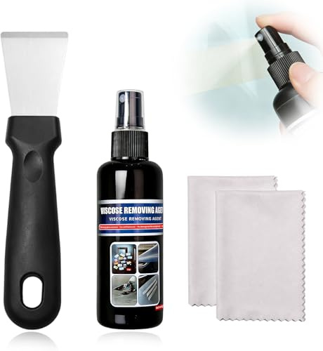 Sticky Stuff Remover, Multi Purpose Cleaning Spray Kit with Metal Scraper and Cloths for Removing Tape Residue Labels Grease Gum on Smooth Hard Surfaces for Home and Office Use