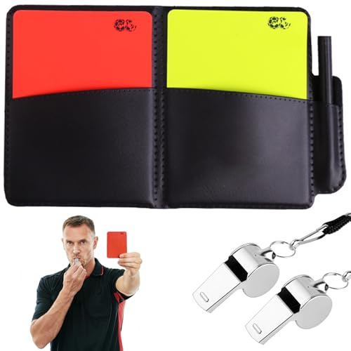 Hiacinto Jeu de cartes de football jaune et rouge avec sifflet en métal | Pour les jeunes arbitres, le kit d'arbitre parfait pour les enfants
