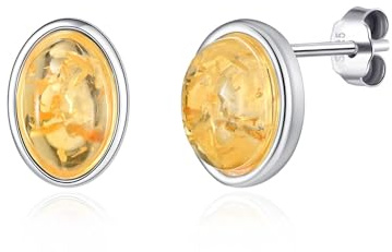 Philip Jones Sterling Silver Amber Oval Stud Earrings