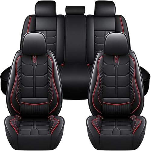 AIMXGBPS Auto Leder Sitzbezügesets für Dacia Dokker/Duster/Duster Van/Jogger Extreme/Lodgy 2000-2026, 5 sitze Full Set Wasserdicht Kunstleder Automotive Sitzbezüge Verschleißfest Autositzschutz,Red
