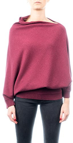 DALLE PIANE CASHMERE Poncho Donna Misto Cashmere Lana - Bordeaux