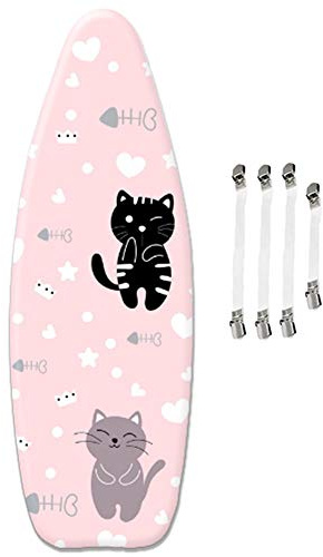 ZJBKX Extra großer Bügelbrettbezug, 120x40cm, rosa Katze, mit 4 Clips