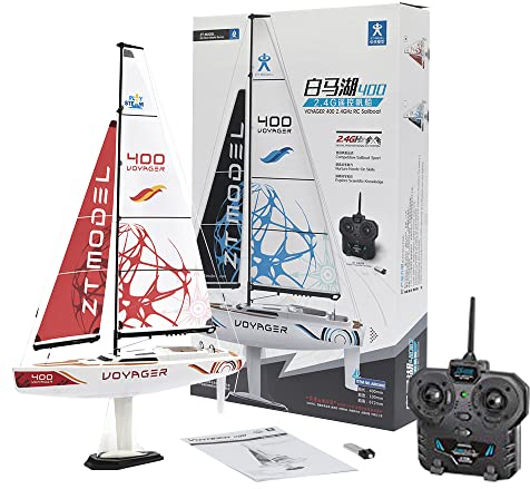 PLAYSTEAM PLAYSTEM Voyager 400 RC-gesteuertes windbetriebenes Segelboot in Rot – 21 hoch