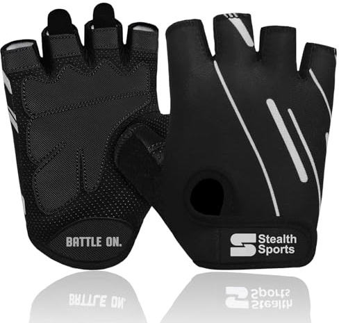 Stealth Sports Fitness-Handschuhe, Gewichtheber Handschuhe für Damen und Herren, rutschfeste, Gepolsterte Trainingshandschuhe, Radfahren, Sporthandschuhe,PX3(Schwarz,XL)