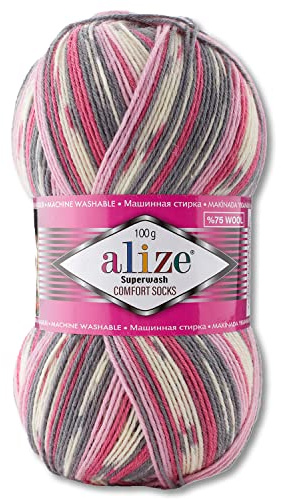 Wohnkult Alize 100 g Superwash Comfort Sock Wool, 33 Colours to Choose From, One/Multicoloured (7707)