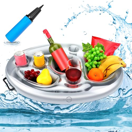 Supporto gonfiabile per piscina - Accessori per vasca idromassaggio - Vassoio galleggiante per piscina - Galleggianti per bevande da piscina - Galleggianti per bevande (2)