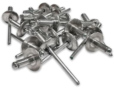 250 RIVETS ALU TETE 16 mm EXTRA LARGE DE 4.8 X 12 TIGE ACIER