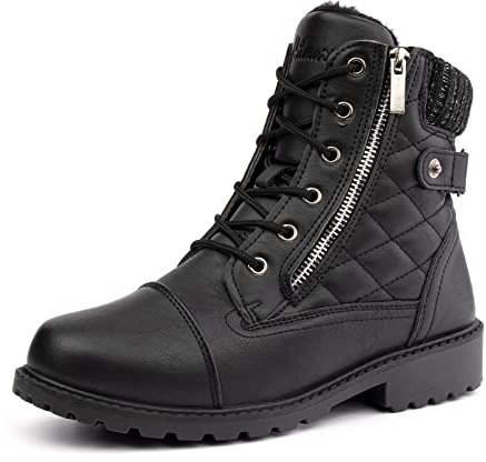 Winter Boots Women Ankle Boots Ladies Snow Boots Cushioned Wide Lace Up Rubber Ankle Boots Comfy Non Slip Warm Cosy Boots Black Size 6 UK