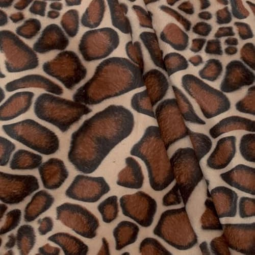 STOFFKONTOR Giraffe Fellimitat Velboa Stoff - Meterware, Braun-Beige gefleckt - zum Nähen von Bekleidung und Dekorationen jeder Art