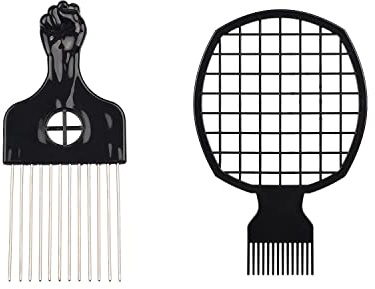MFUOE 2 st tennisracket kam och stål nål rygg kam barberare kit hår twist kam bärbar kam hårverktyg för spolar våg hår