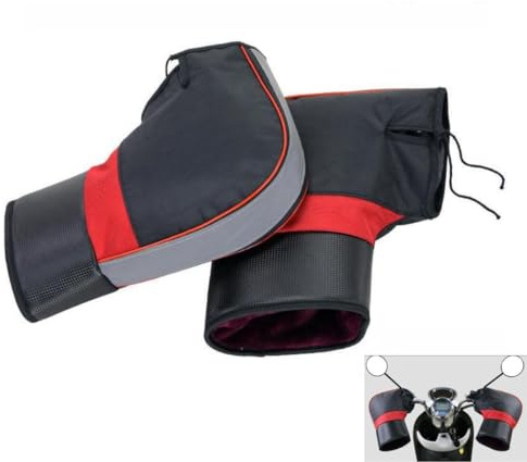 Qichenx Gants de Moto Hiver Manchons de Guidon étanche Doublure en Peluche Chaud Protège-Main Manchon Anti Vent Neige Gant pour Vélo Cyclisme Motoneiges