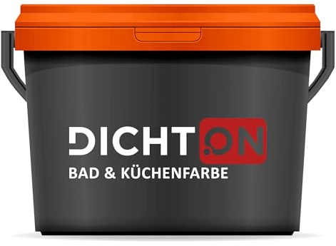 DICHTON Bad & Küchenfarbe 5l weiß mattglanz - Wandfarbe, Feuchtraumfarbe abwaschbar - Innenfarbe für Bad, Küche, Keller, Garage - hochdeckend, schimmelwidrig, desinfektionsmittelbeständig D.42W