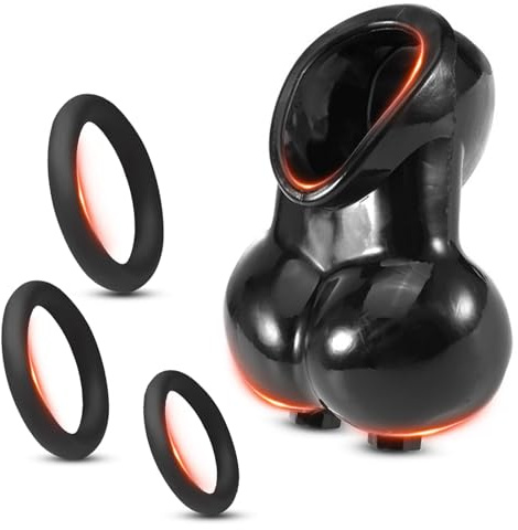 Hodensack Bondage Penishülle,Penismanschetten Hodenstrecker Ballstretcher | AMZII 3er Penisring + Penis Sleeve mit Hodenring,Cockringe Extrem Silikon Penis Ring,Penis Hülle Sex Toyset Herren
