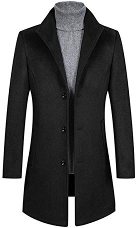 Allthemen Trench da Uomo Colletto alla Coreana Cappotto di Casual Lana Coat Lungo Invernale Cappotto Monopetto