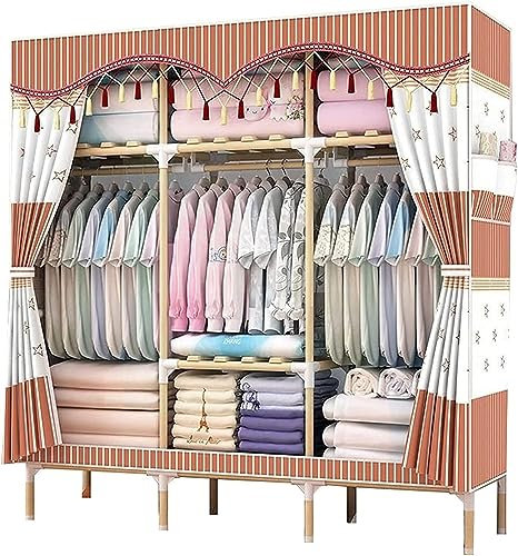 Tragbarer Kleiderschrank, Stoff-Kleiderschrank, Schlafzimmerschrank, tragbarer Stoff-Kleiderschrank, offene zusammengebaute Kleiderschränke, hölzerne Kleidung, Kleiderstange, Segeltuch-Kleid