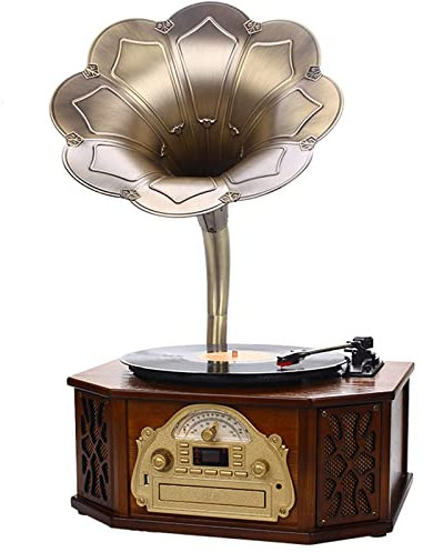 ROLTIN Phonographe Gramophone Tourne-Disque Vinyle avec Haut-parleurs Contrôle du système stéréo 33/45 TR/Min Sortie CD/AUX/USB/Bluetooth/Lecteur CD