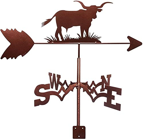 Veleta De Toro Veleta De Metal Soplada por El Viento con Indicador De Dirección del Viento,Soporte De Metal Al Aire Libre Veleta Veleta,Herramienta De Medición Decoración De Patio De Jardín