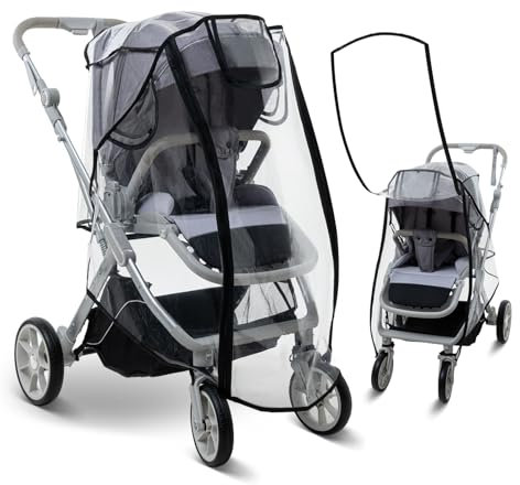 Wemk Regenschutz für Kinderwagen, Regenverdeck für buggy, Kinderwagen Regenschutz Universal mit großem Fenster und Doppelreißverschluss zum Öffnen, Gute Luftzirkulation, Größe L