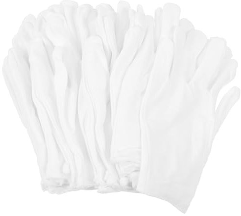 HAPINARY 12pairs Washable Cotton Hand Gloves White Cotton Gloves for Watch Jewelry Check and Dusting