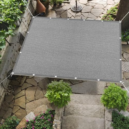 Sonnensegel Sonnenschutz inkl Befestigungsseile 100 x 360 cm, Windschutz Reißfest Wetterfest, Gartenüberdachung Rechtwinklig, Sonnensegel Abschattung, für Balkon Garten, Hellgrau